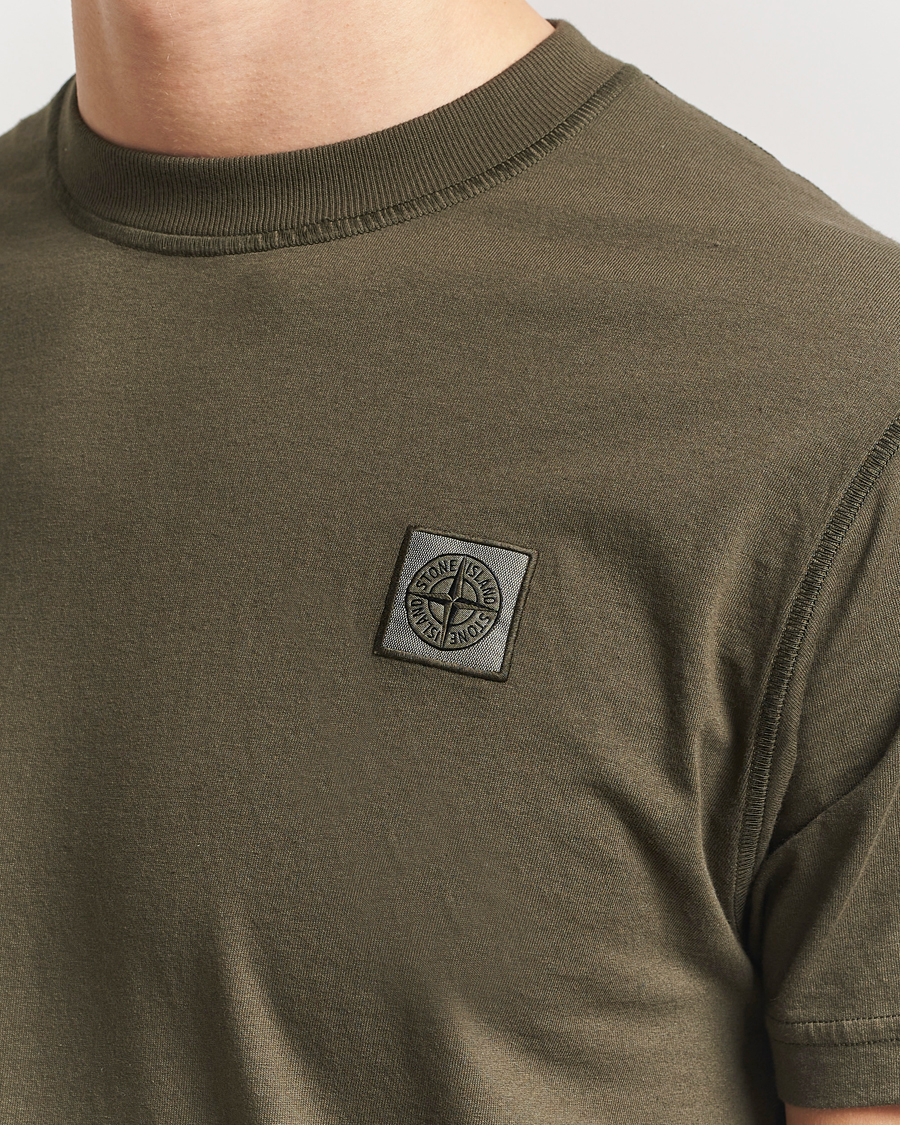 Herre | T-Shirts | Stone Island | Organic Cotton Fissato Effect T-Shirt Military Green