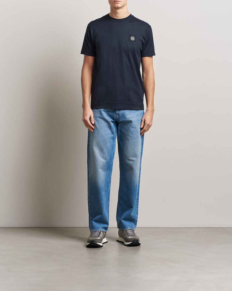Herre | T-Shirts | Stone Island | Garment Dyed Cotton Jersey T-Shirt Navy Blue