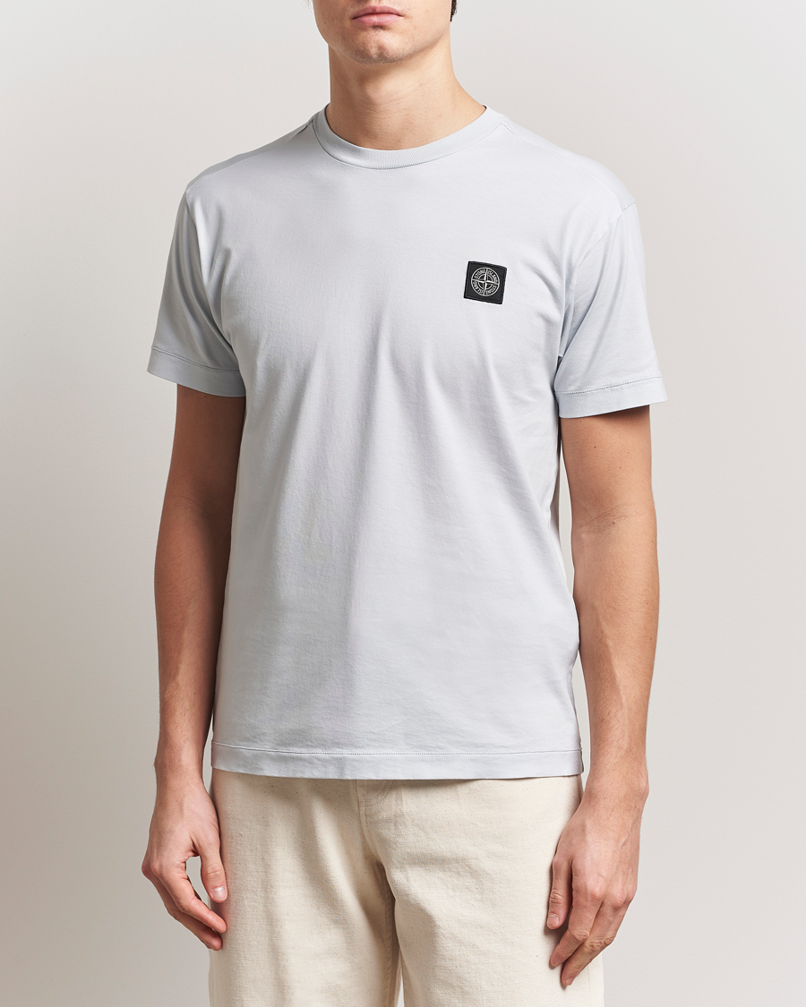 Herre | T-Shirts | Stone Island | Garment Dyed Cotton Jersey T-Shirt Sky Blue