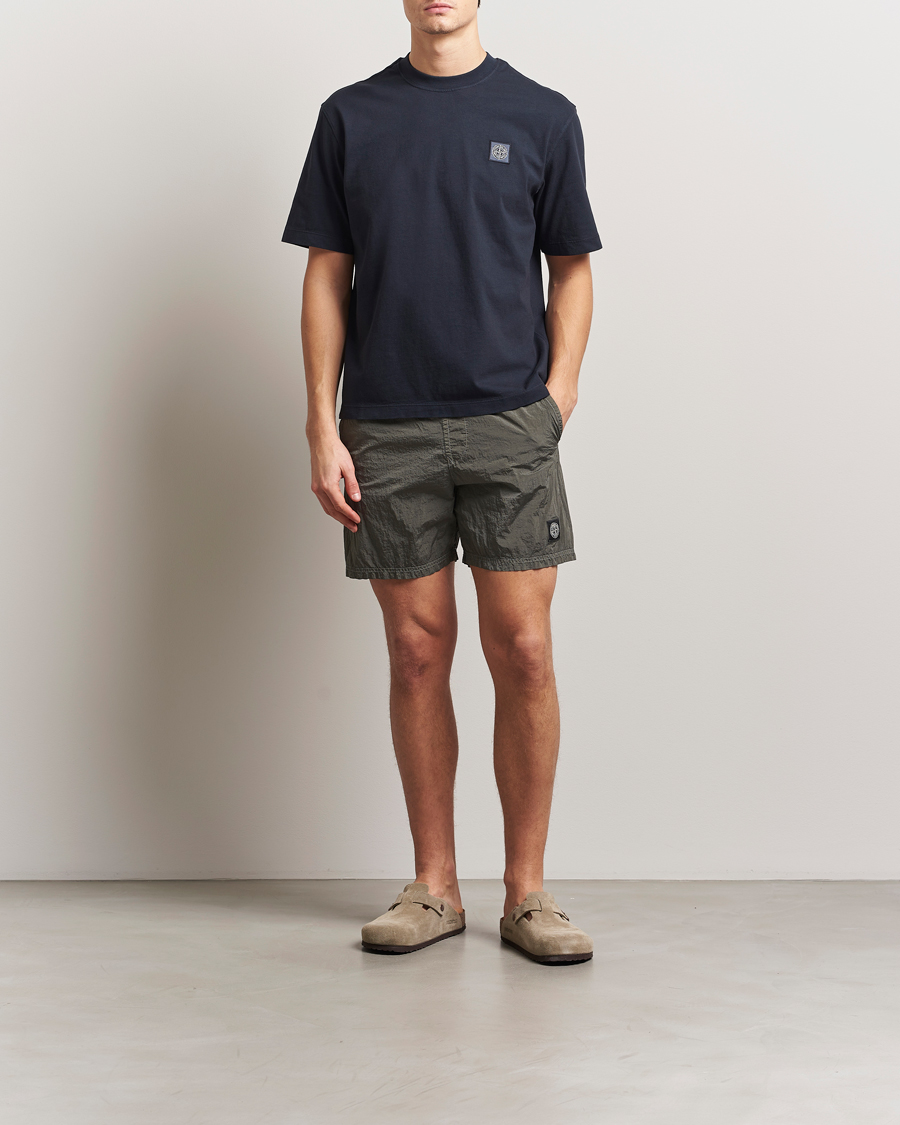 Herre | T-Shirts | Stone Island | Combed Organic Cotton T-Shirt Navy Blue