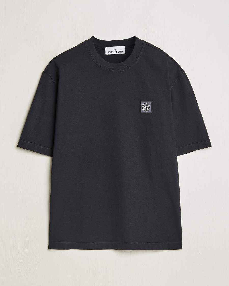 Herre | T-Shirts | Stone Island | Combed Organic Cotton T-Shirt Black