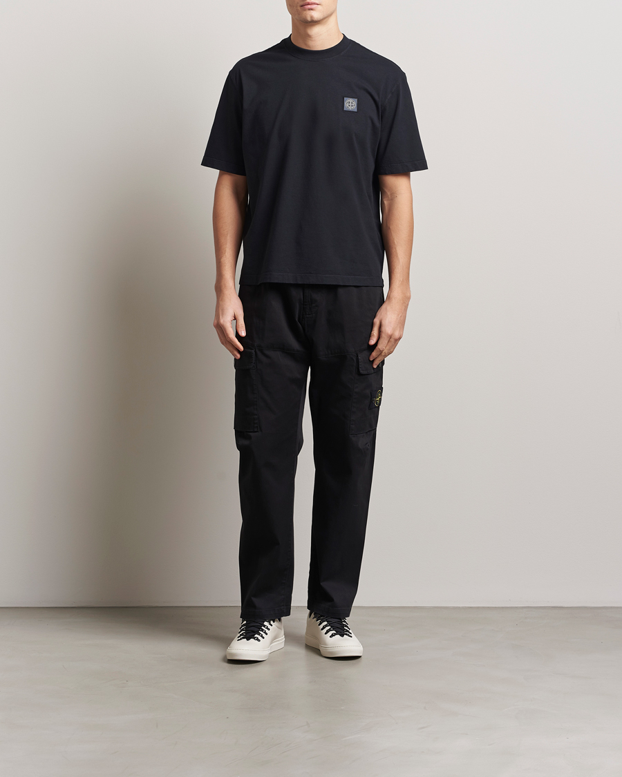Herre | T-Shirts | Stone Island | Combed Organic Cotton T-Shirt Black