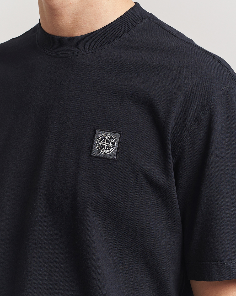 Herre | T-Shirts | Stone Island | Combed Organic Cotton T-Shirt Black