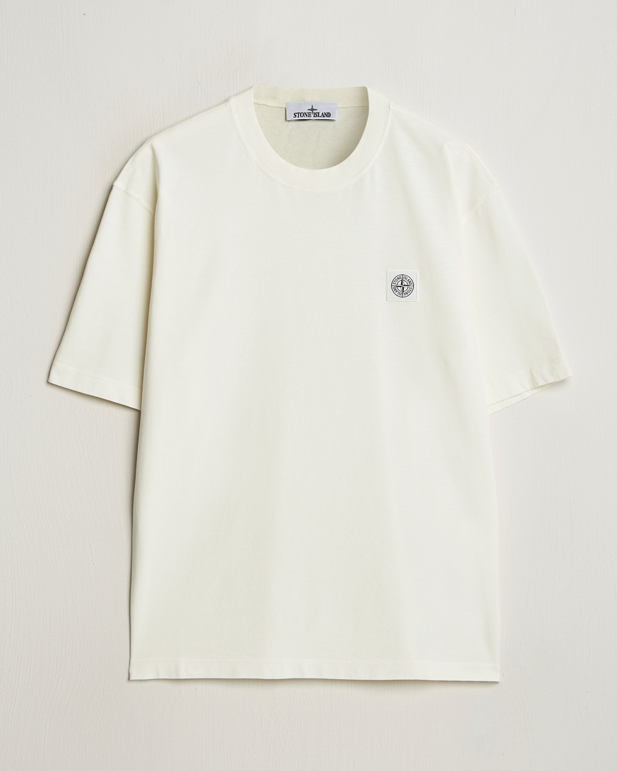 Herre | T-Shirts | Stone Island | Combed Organic Cotton T-Shirt Ivory