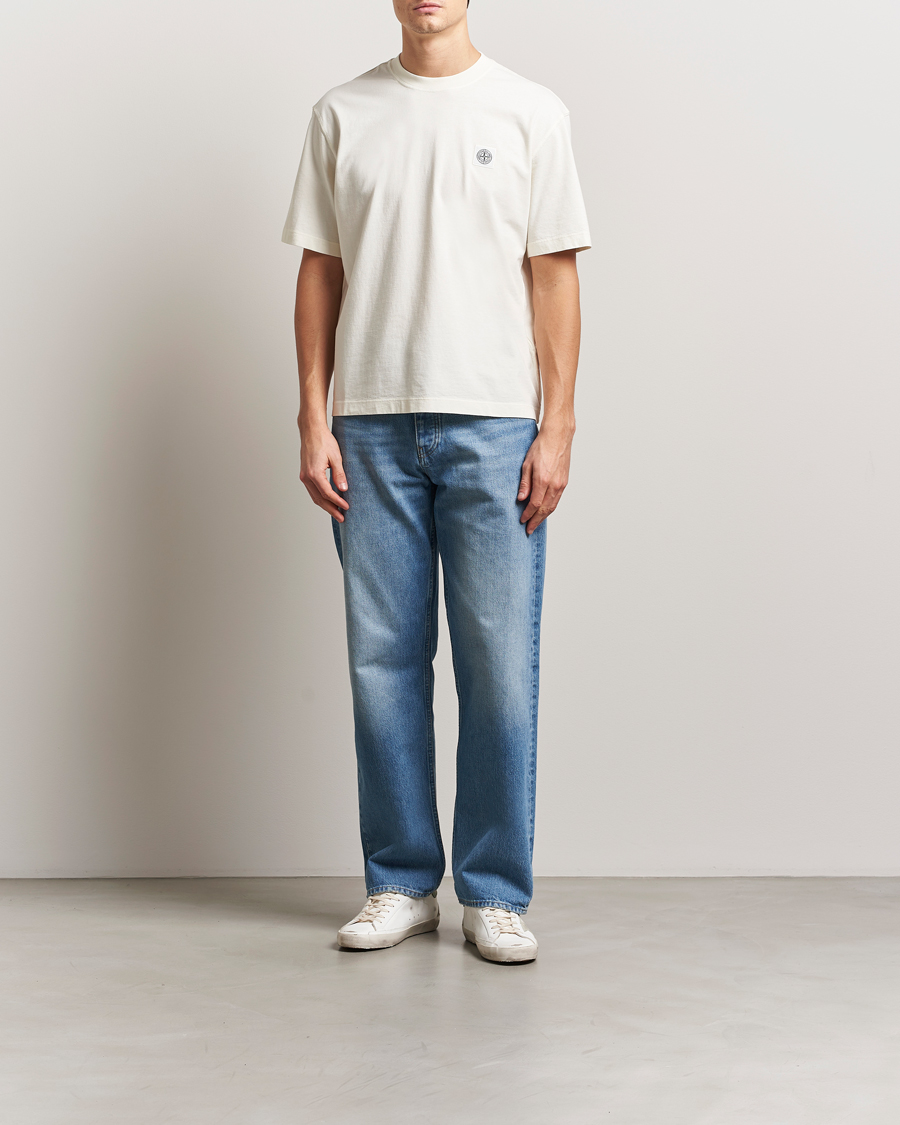 Herre | T-Shirts | Stone Island | Combed Organic Cotton T-Shirt Ivory