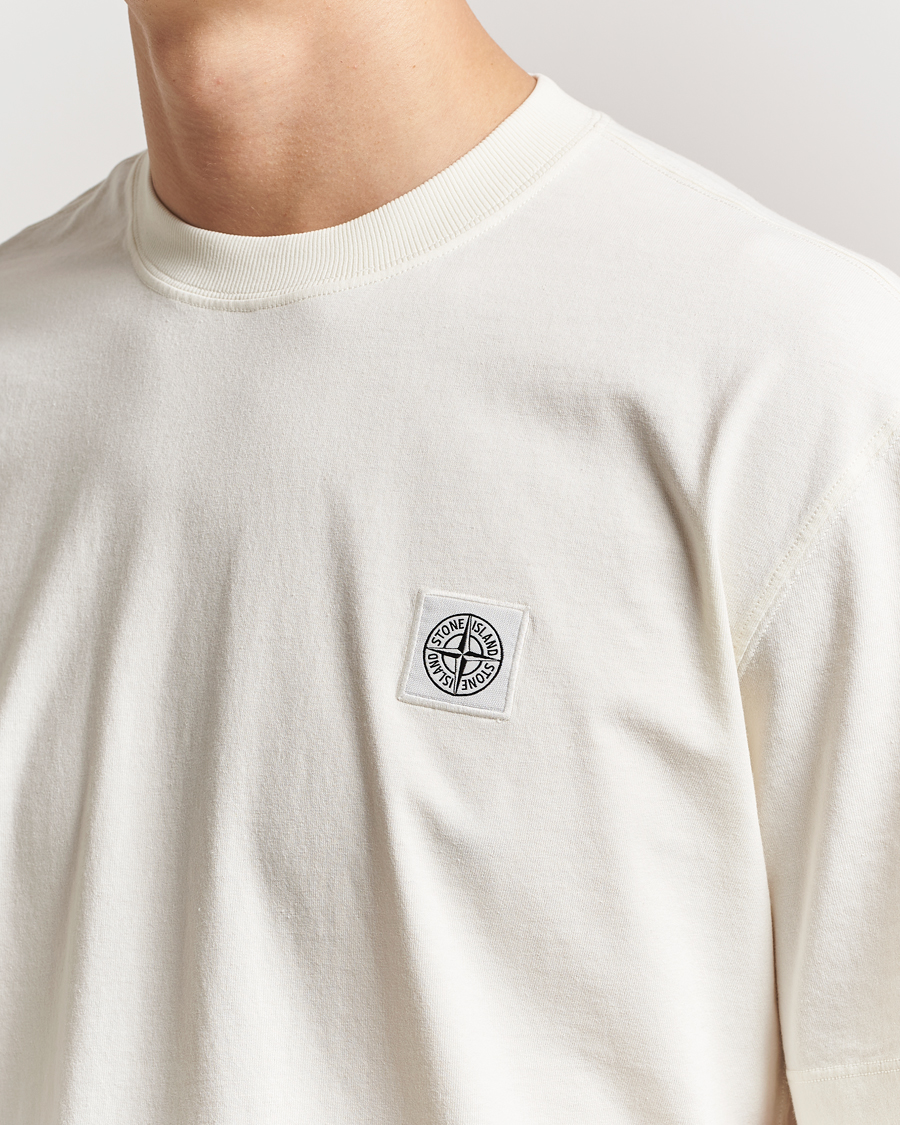 Herre | T-Shirts | Stone Island | Combed Organic Cotton T-Shirt Ivory