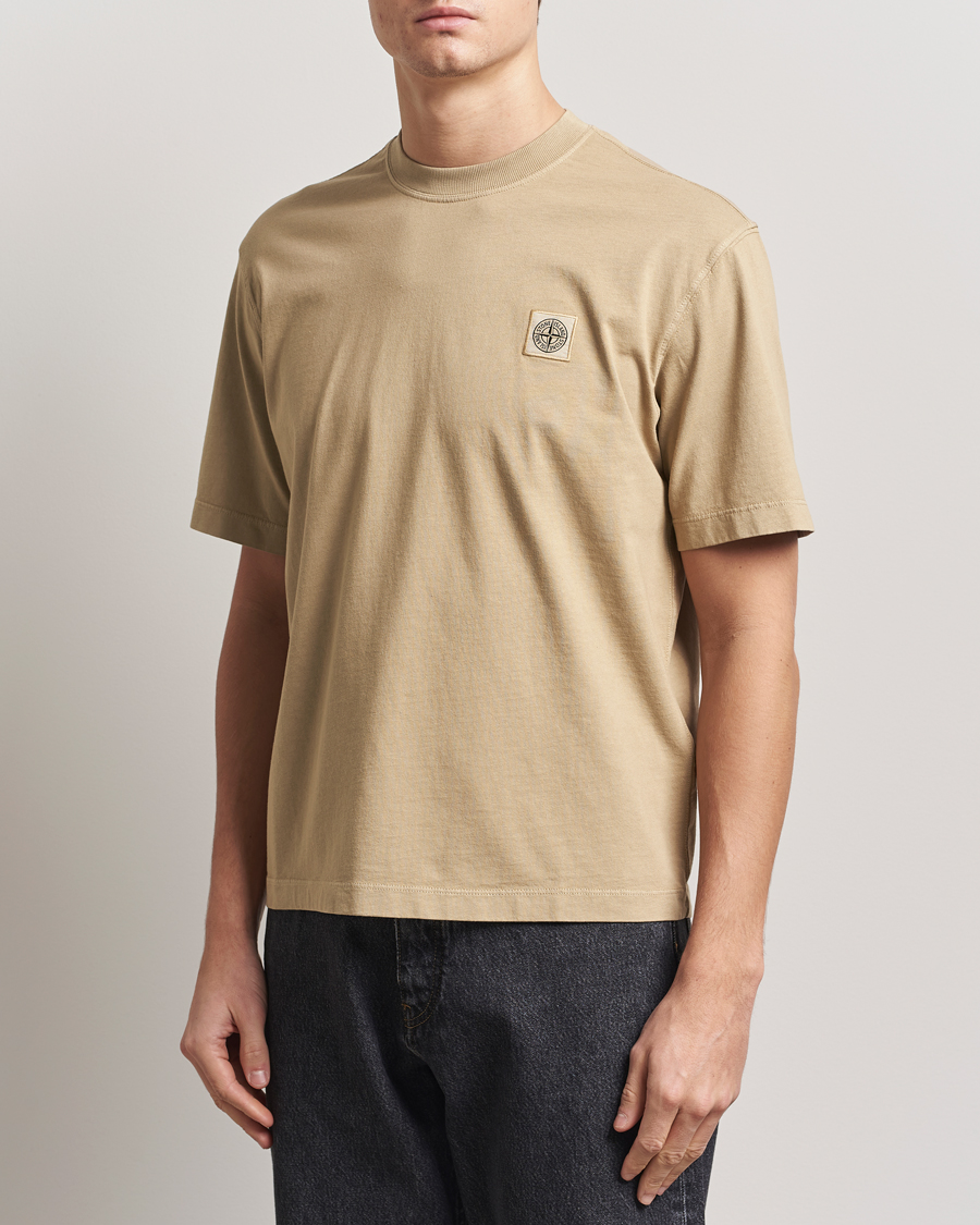 Herre | T-Shirts | Stone Island | Combed Organic Cotton T-Shirt Biscuit