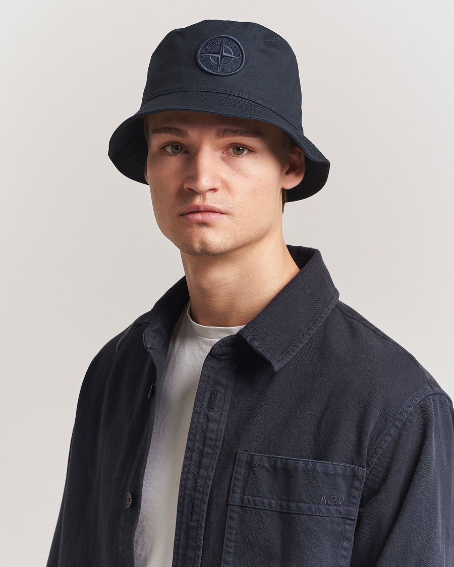 Herre | Stone Island Logo Bucket Hat Navy Blue | Stone Island | Logo Bucket Hat Navy Blue