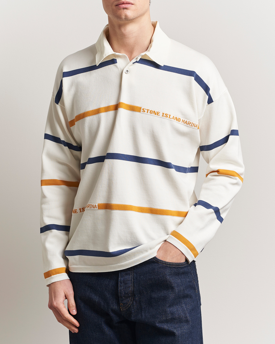 Herre | Gensere | Stone Island | Marina Striped Cotton Rugby Ivory
