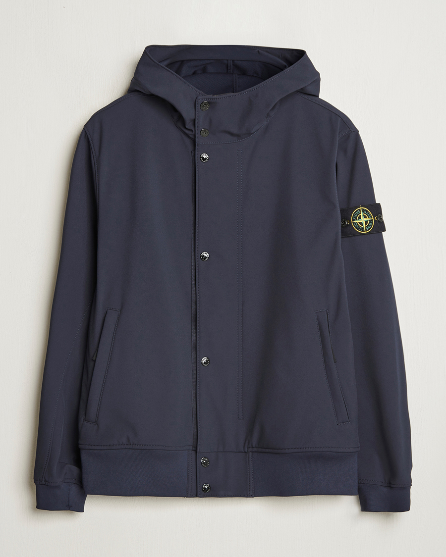Herre | Jakker | Stone Island | Soft Shell Hooded Jacket Navy Blue