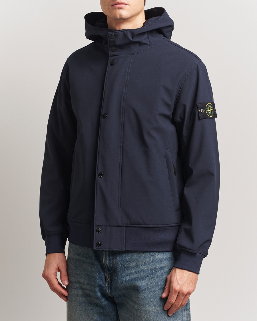 Herre | Jakker | Stone Island | Soft Shell Hooded Jacket Navy Blue
