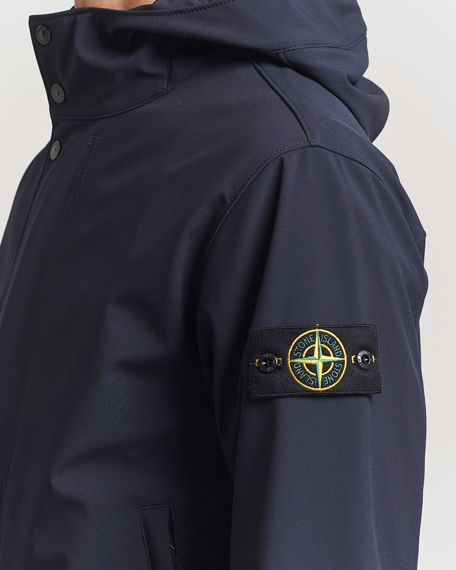 Herre | Jakker | Stone Island | Soft Shell Hooded Jacket Navy Blue