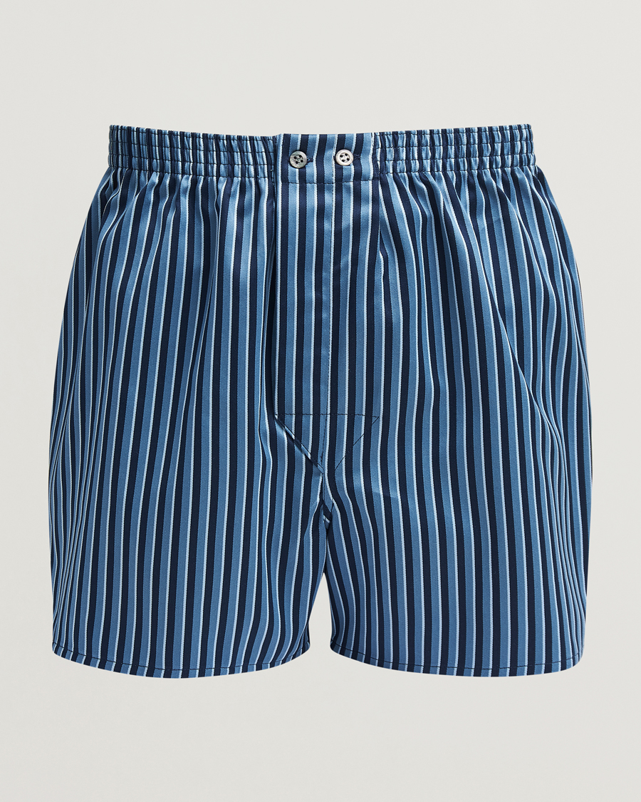 Herre | Undertøy | Derek Rose | Classic Fit Woven Cotton Boxer Shorts Navy/Blue