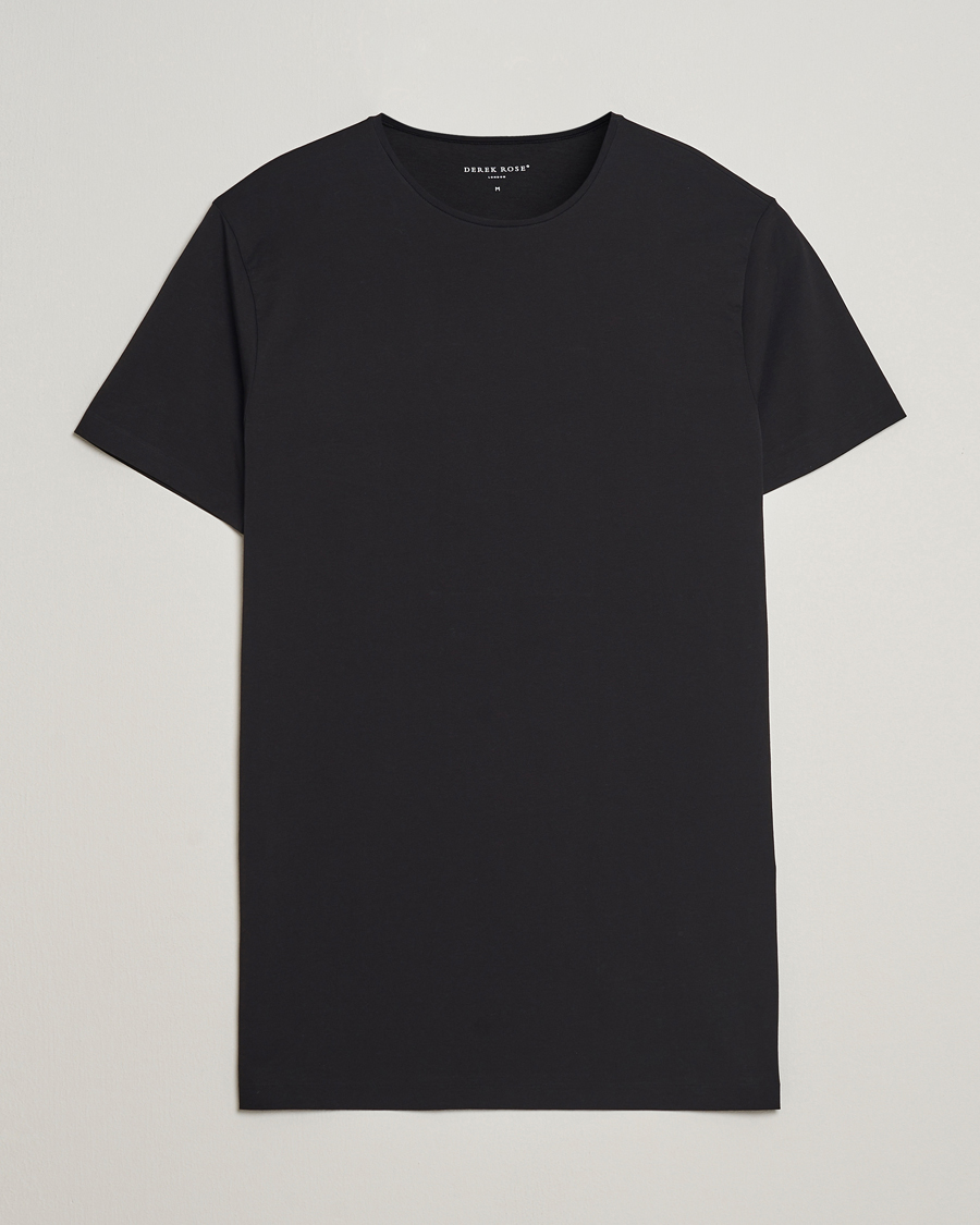 Herre | T-Shirts | Derek Rose | Pima Cotton Crew Neck T-Shirt Black