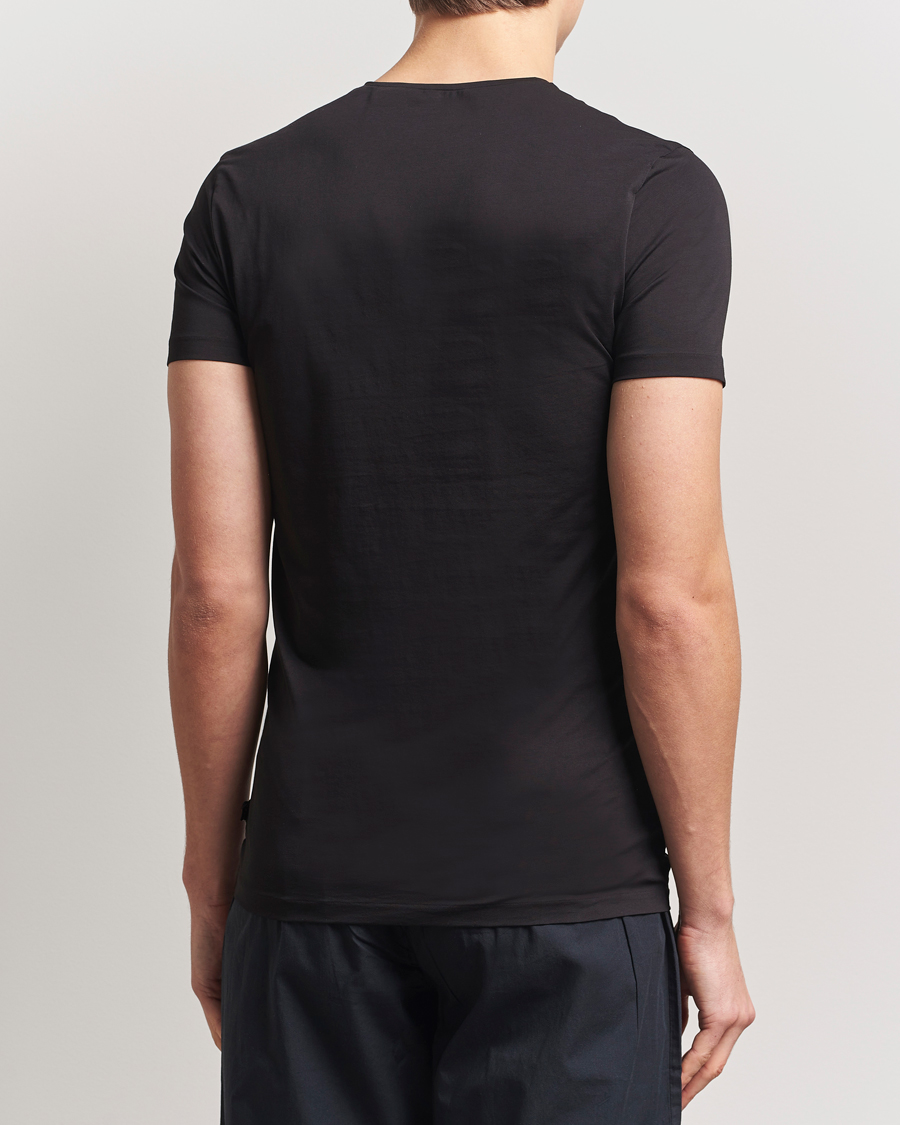Herre | T-Shirts | Derek Rose | Pima Cotton Crew Neck T-Shirt Black