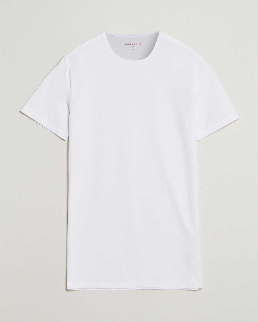 Herre | T-Shirts | Derek Rose | Pima Cotton Crew Neck T-Shirt White