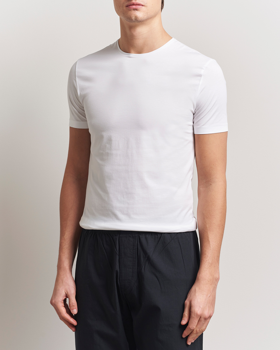 Herre | T-Shirts | Derek Rose | Pima Cotton Crew Neck T-Shirt White