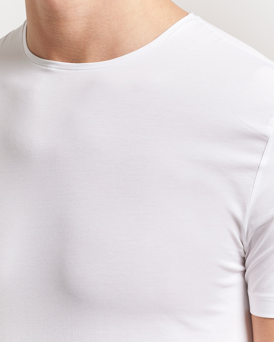 Herre | T-Shirts | Derek Rose | Pima Cotton Crew Neck T-Shirt White