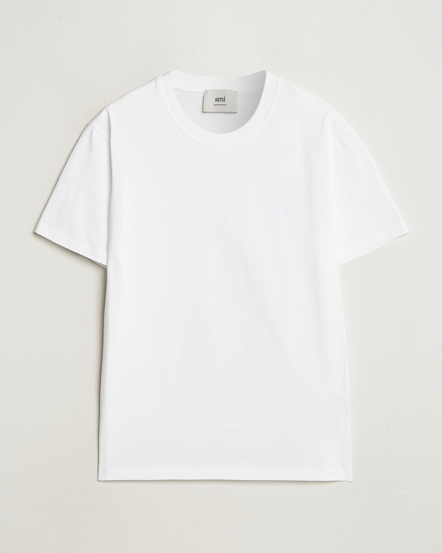 Herre | T-Shirts | AMI | Tonal Heart Logo T-Shirt White