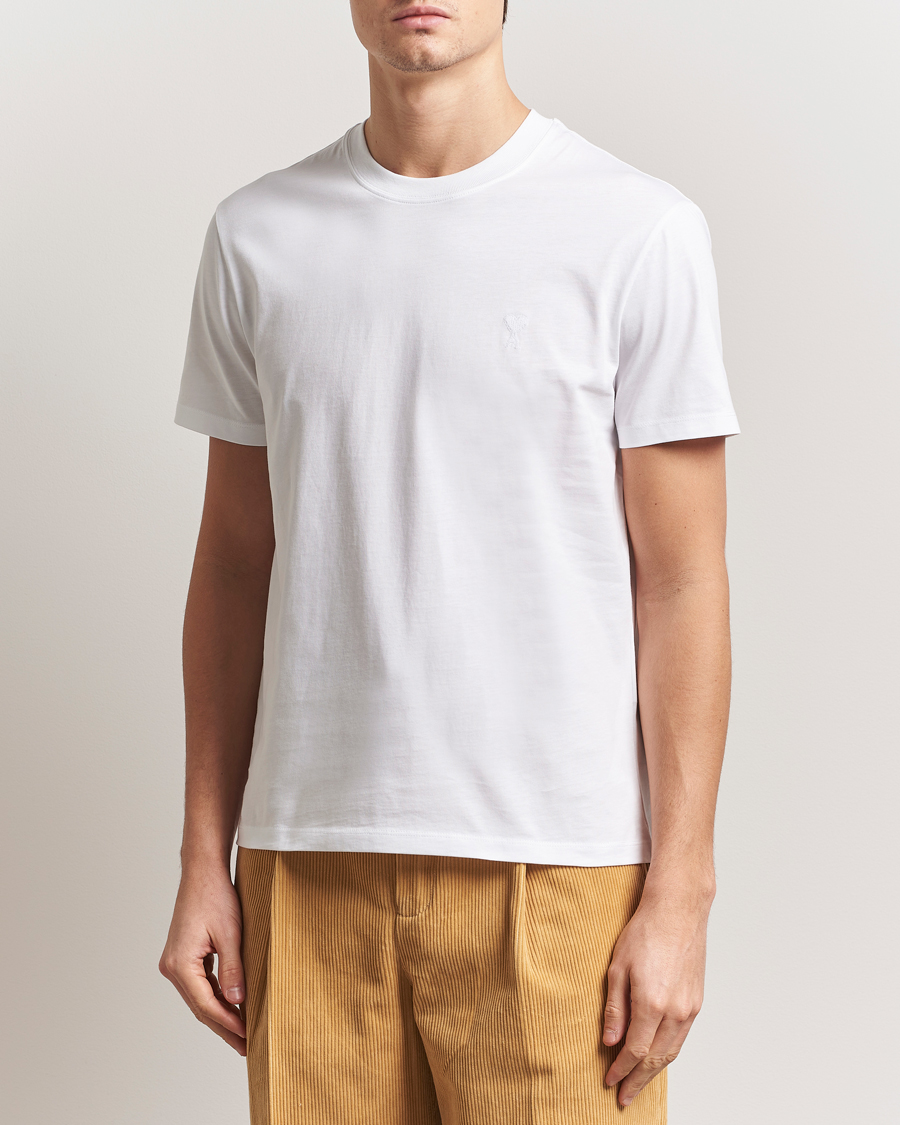 Herre | T-Shirts | AMI | Tonal Heart Logo T-Shirt White