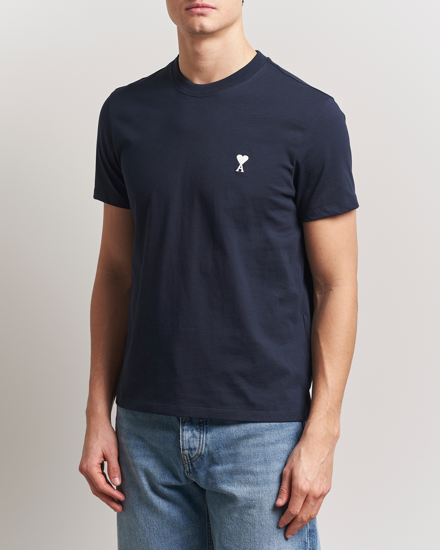 Herre | T-Shirts | AMI | Off White Heart Logo T-Shirt Night Blue