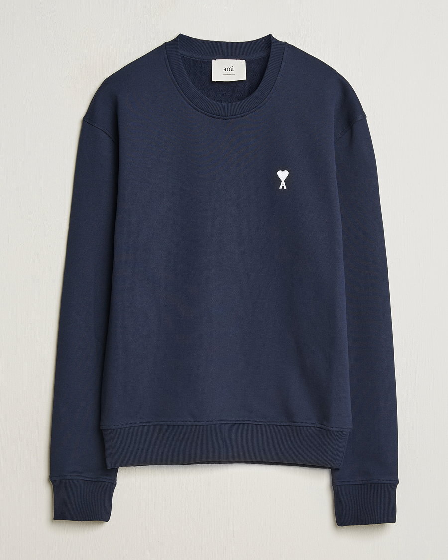 Herre | Gensere | AMI | Off White Heart Logo Sweatshirt Night Blue