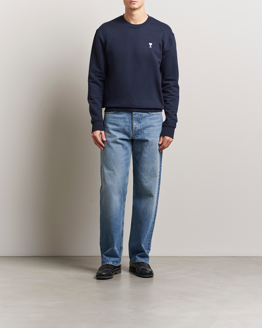 Herre | Gensere | AMI | Off White Heart Logo Sweatshirt Night Blue