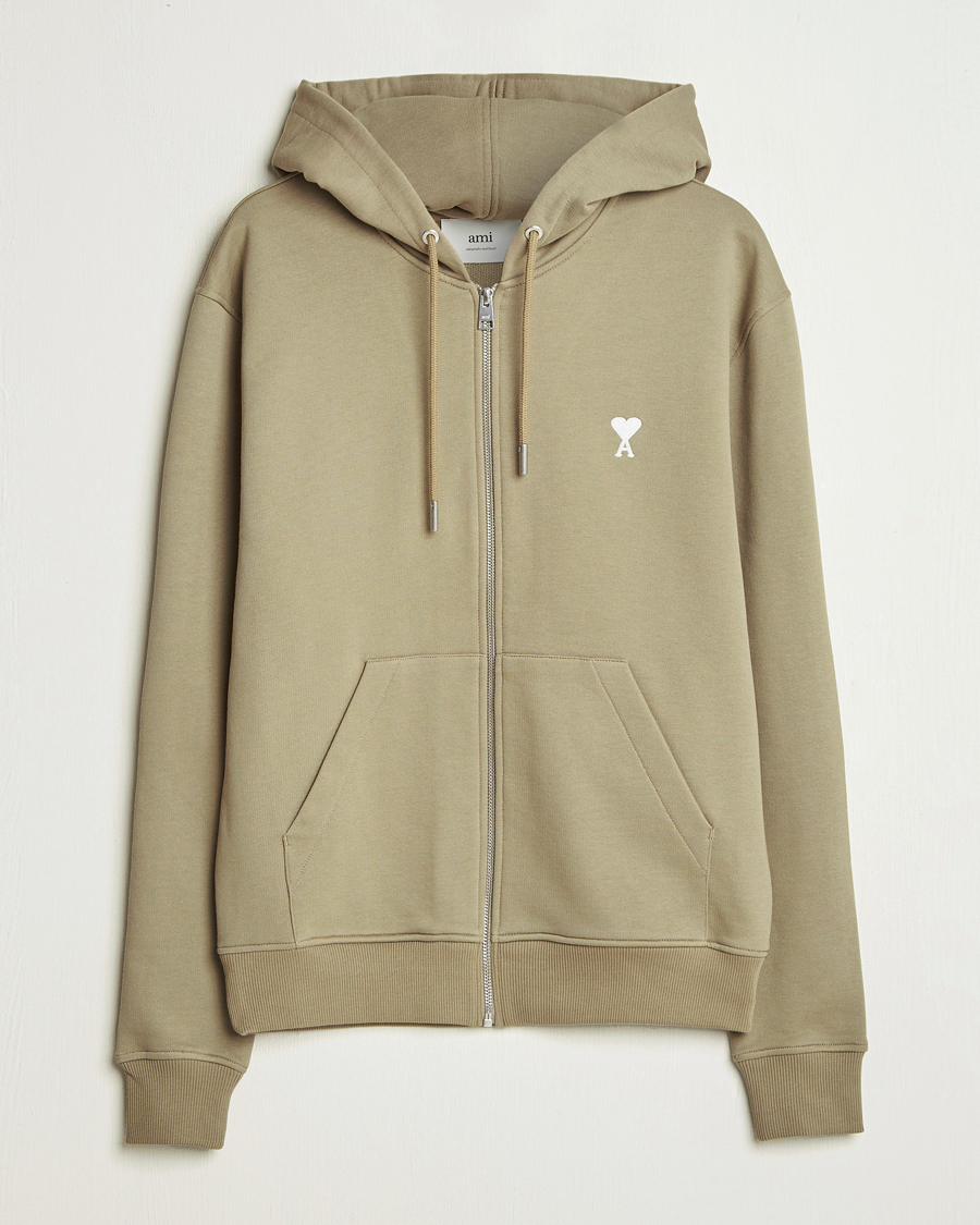 Herre | Gensere | AMI | Off White Heart Logo Full Zip Hoodie Beige