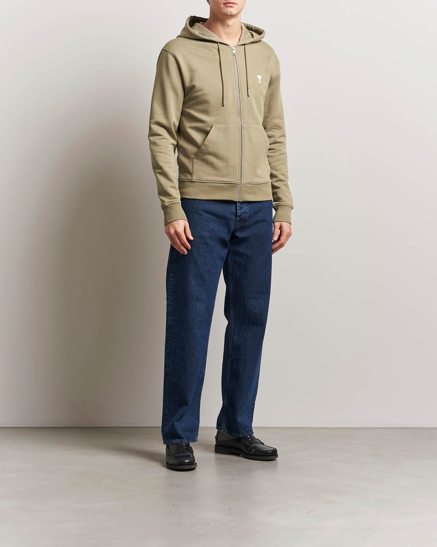 Herre | Gensere | AMI | Off White Heart Logo Full Zip Hoodie Beige