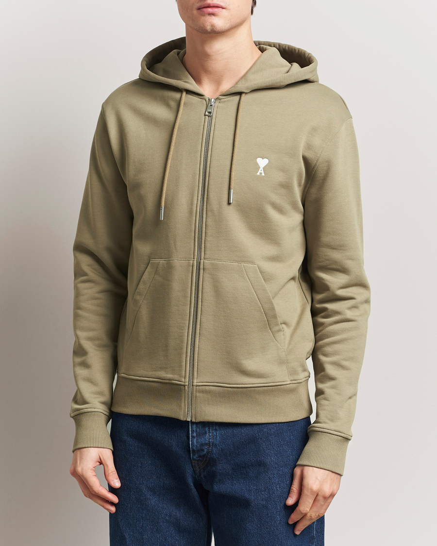 Herre | Gensere | AMI | Off White Heart Logo Full Zip Hoodie Beige