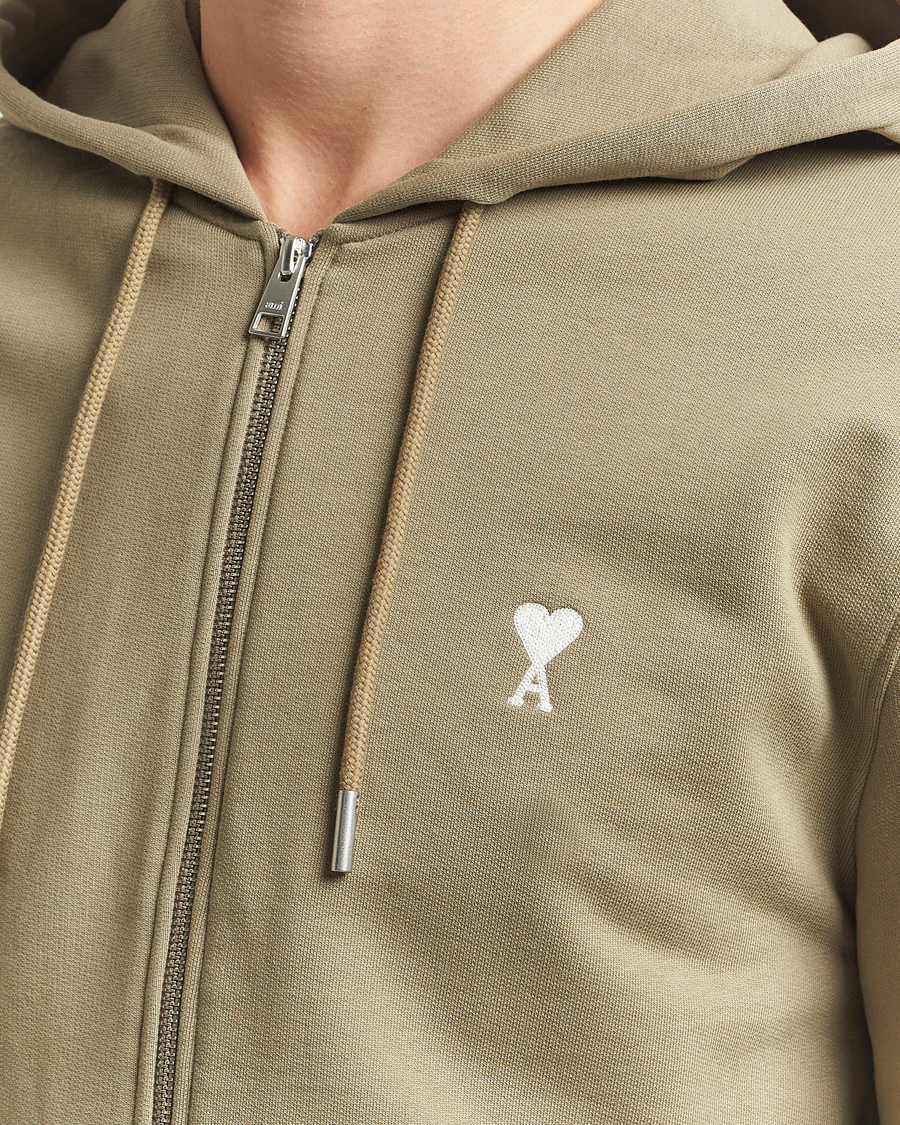 Herre | Gensere | AMI | Off White Heart Logo Full Zip Hoodie Beige
