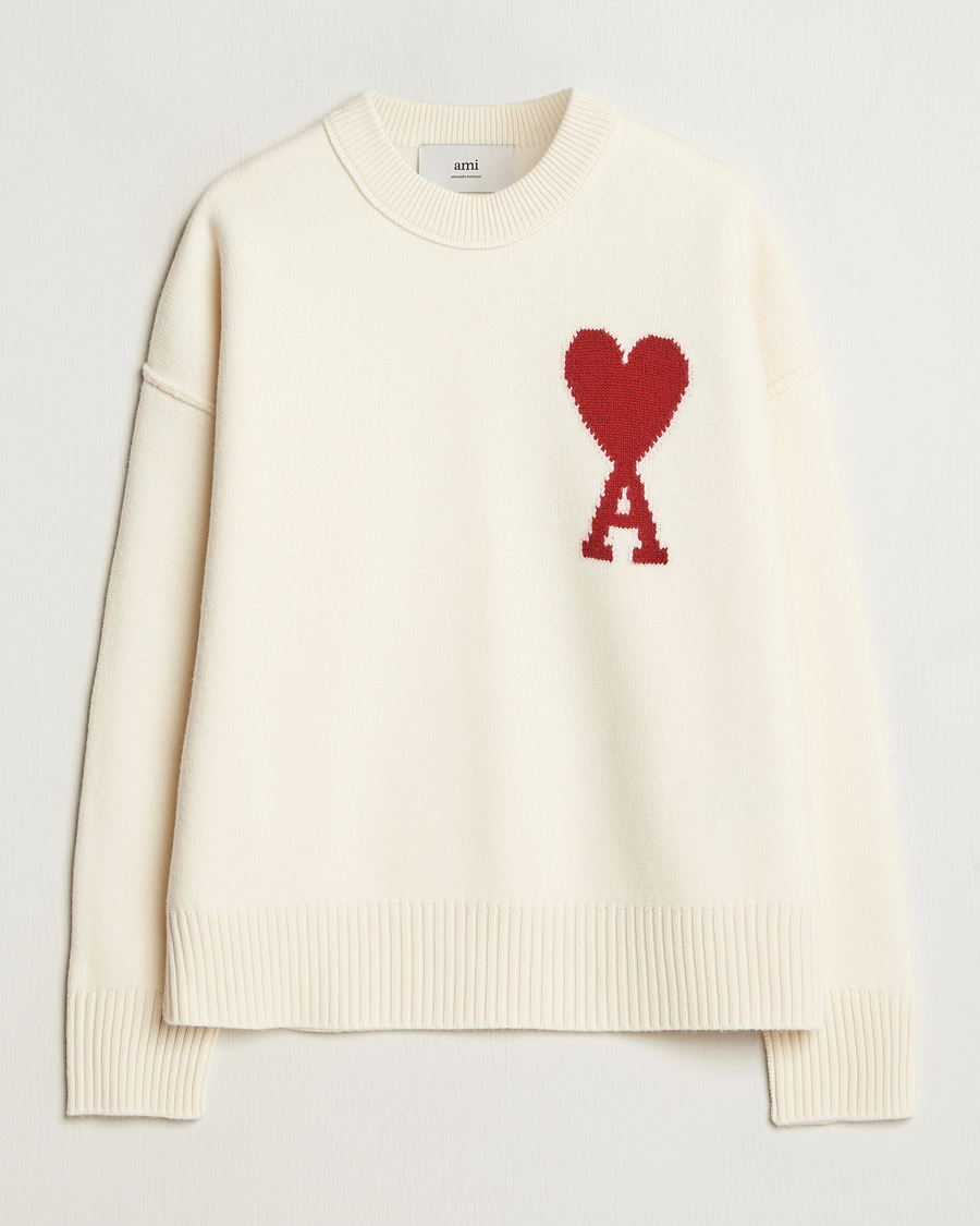 Herre | Gensere | AMI | Big Heart Wool Sweater Off White