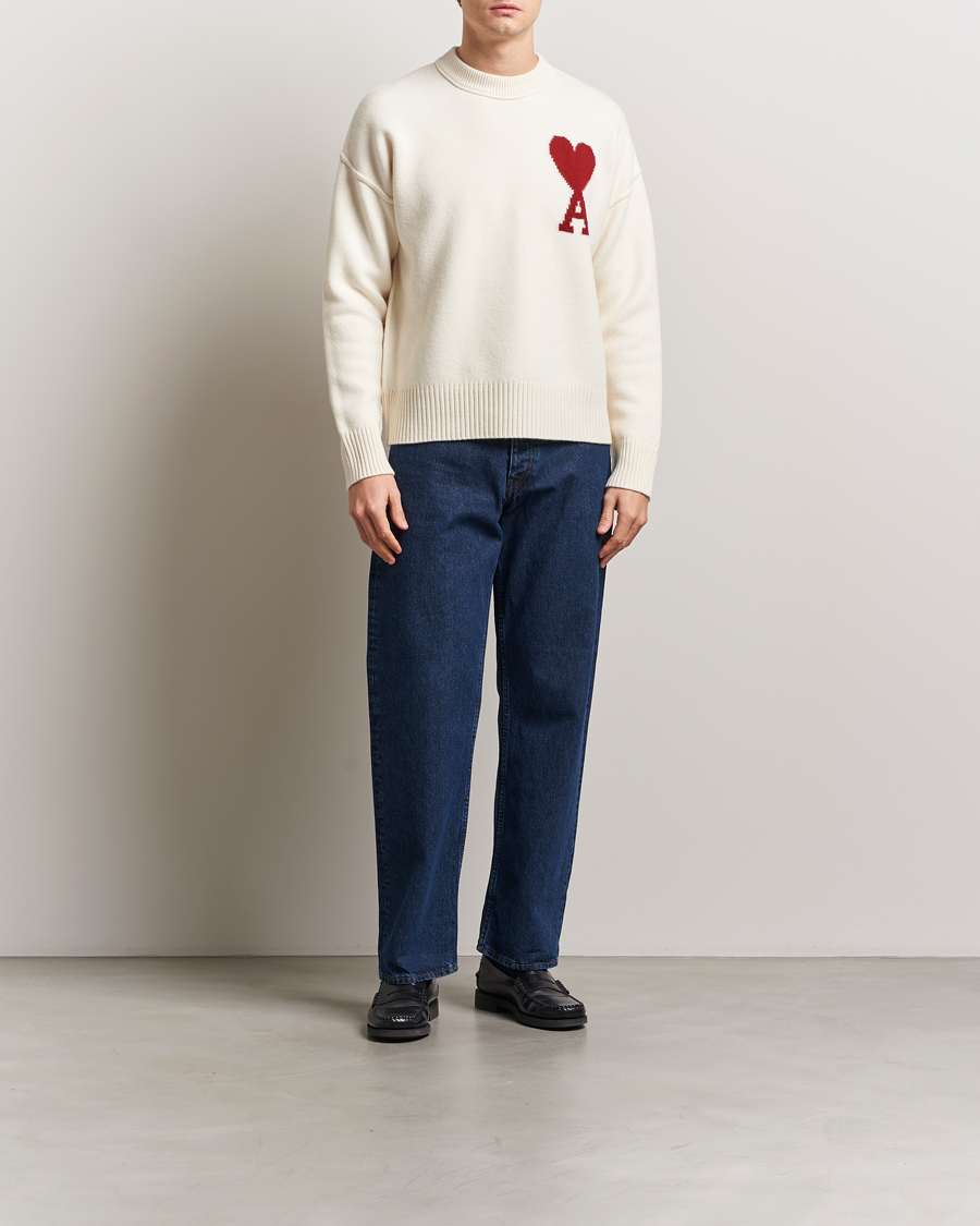 Herre | Gensere | AMI | Big Heart Wool Sweater Off White