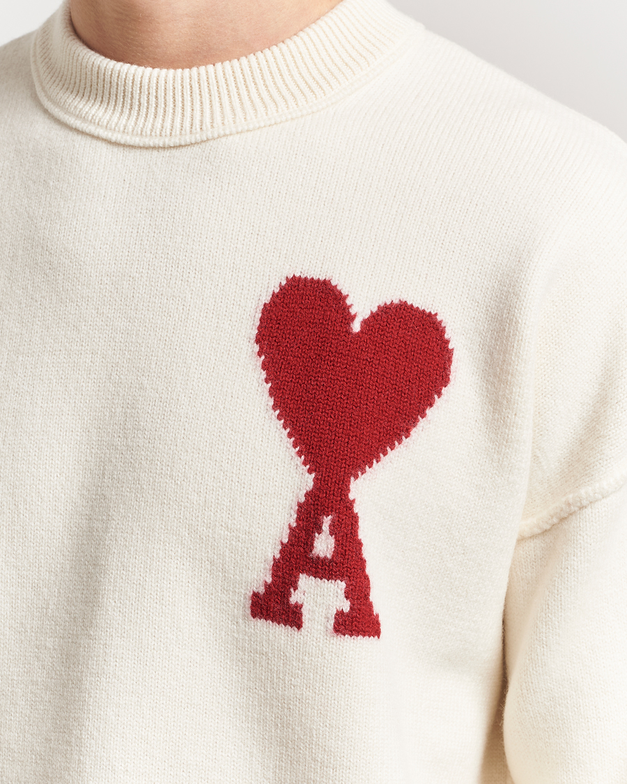 Herre | Gensere | AMI | Big Heart Wool Sweater Off White