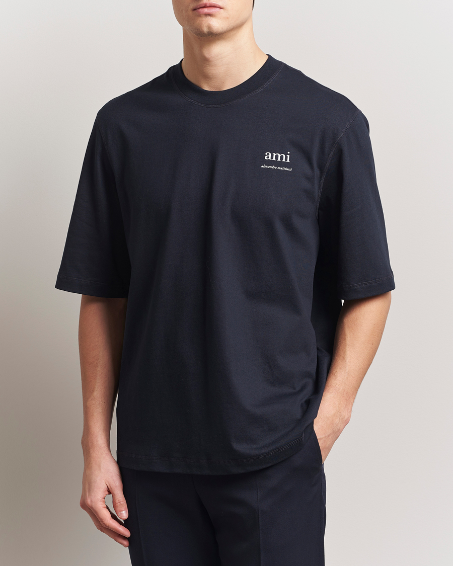 Herre | T-Shirts | AMI | Logo T-Shirt Navy Blue