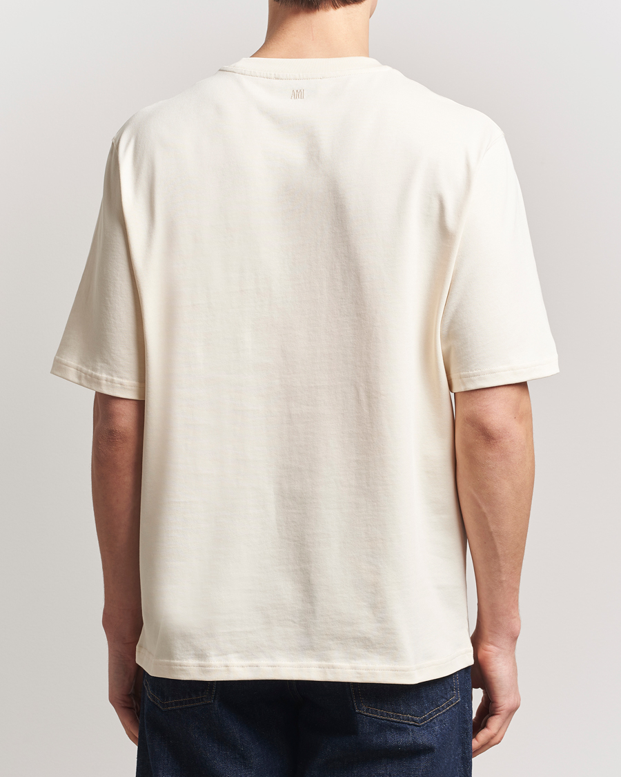Herre | T-Shirts | AMI | Paris Logo T-Shirt White Cream