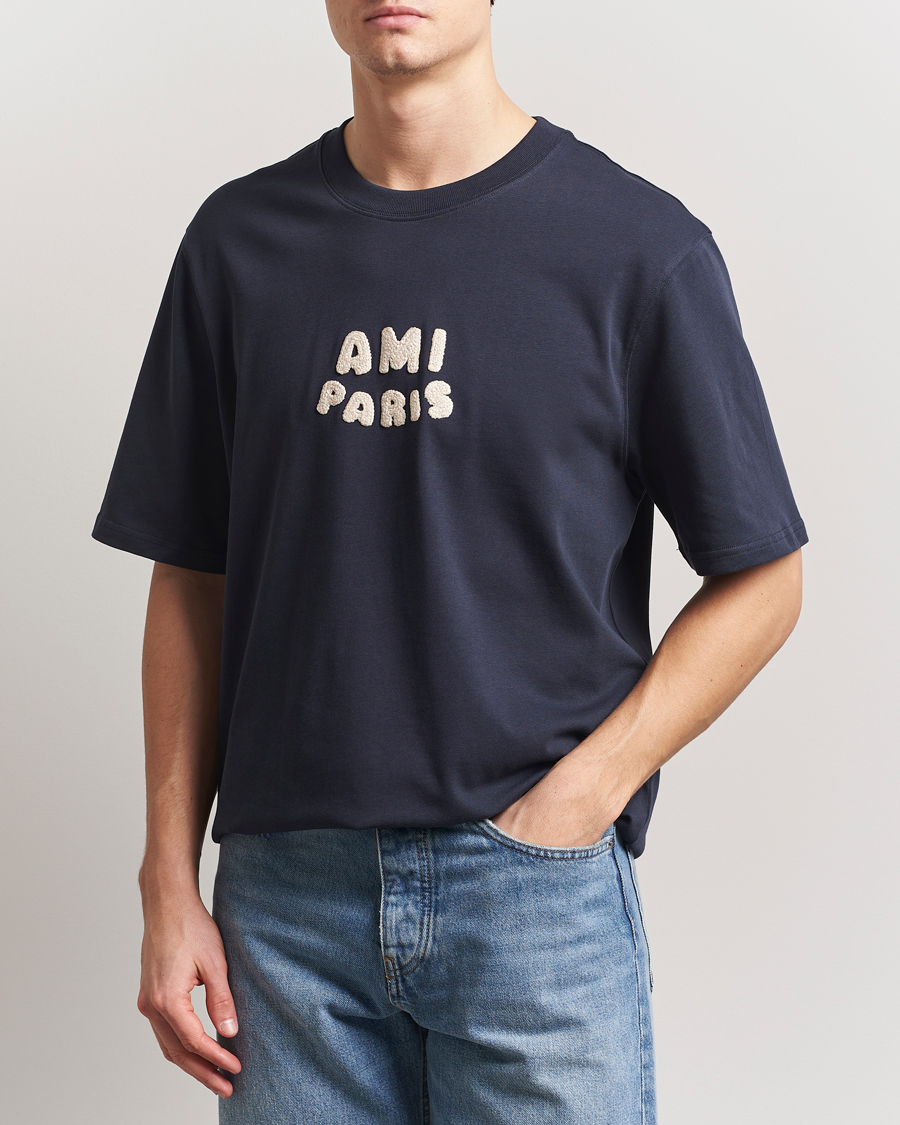 Herre | T-Shirts | AMI | Paris Logo T-Shirt Navy Blue