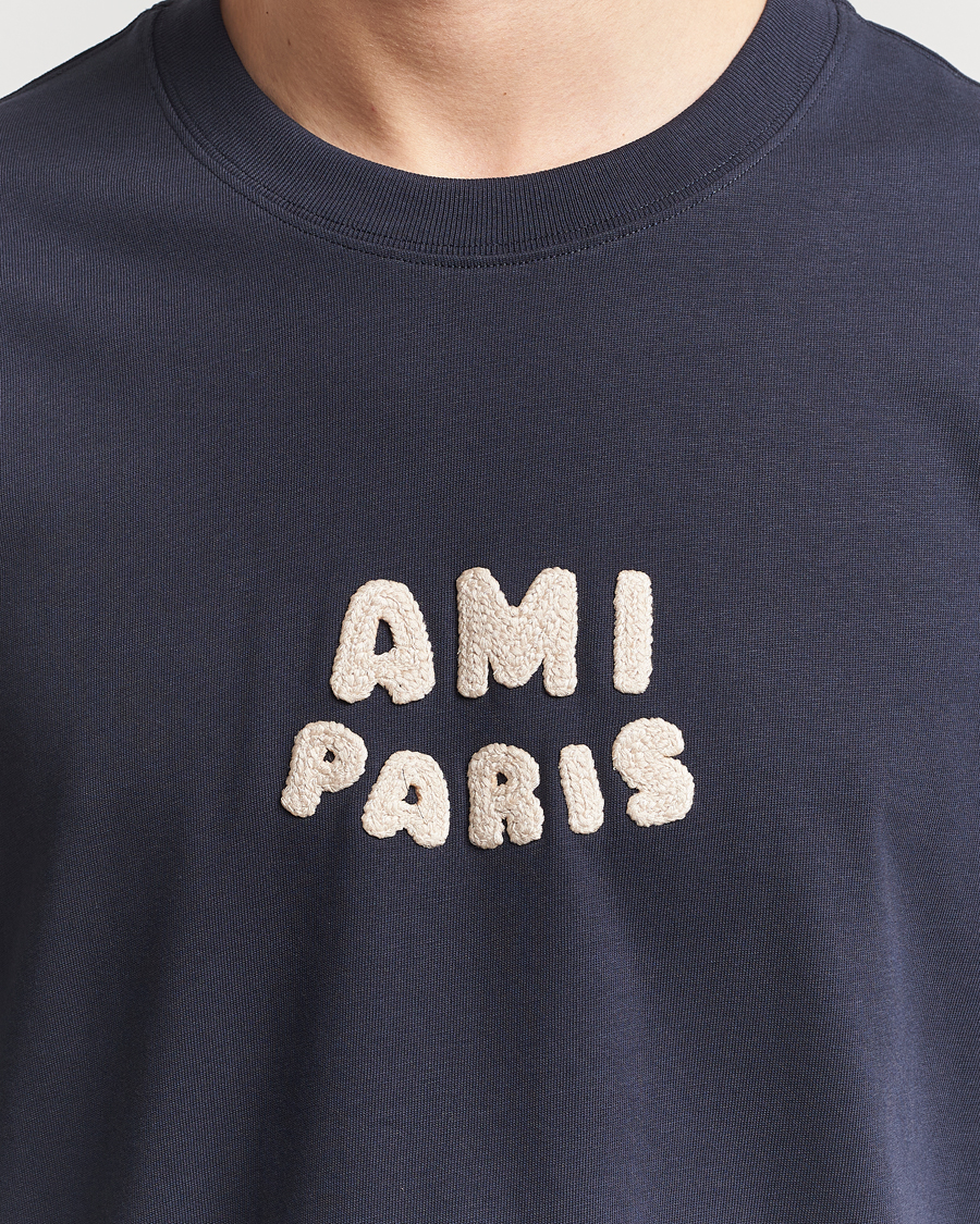 Herre | T-Shirts | AMI | Paris Logo T-Shirt Navy Blue