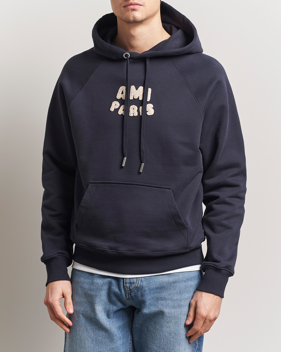 Herre | Gensere | AMI | Paris Logo Hoodie Navy Blue