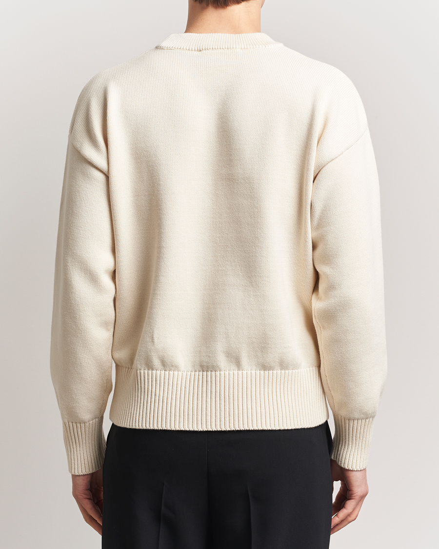 Herre | Gensere | AMI | Embroidered Logo Knitted Sweater White Cream