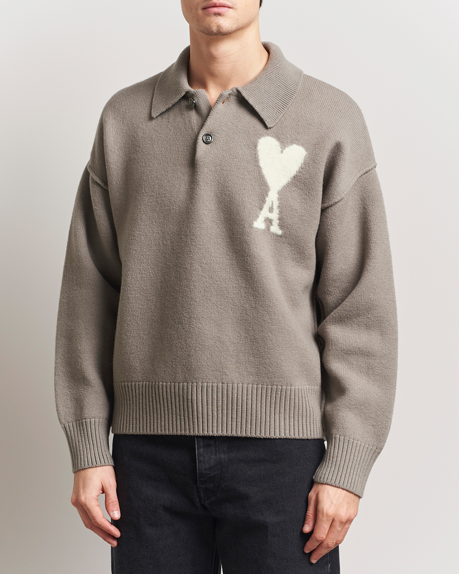 Herre | Gensere | AMI | Big Heart Wool Polo Ash