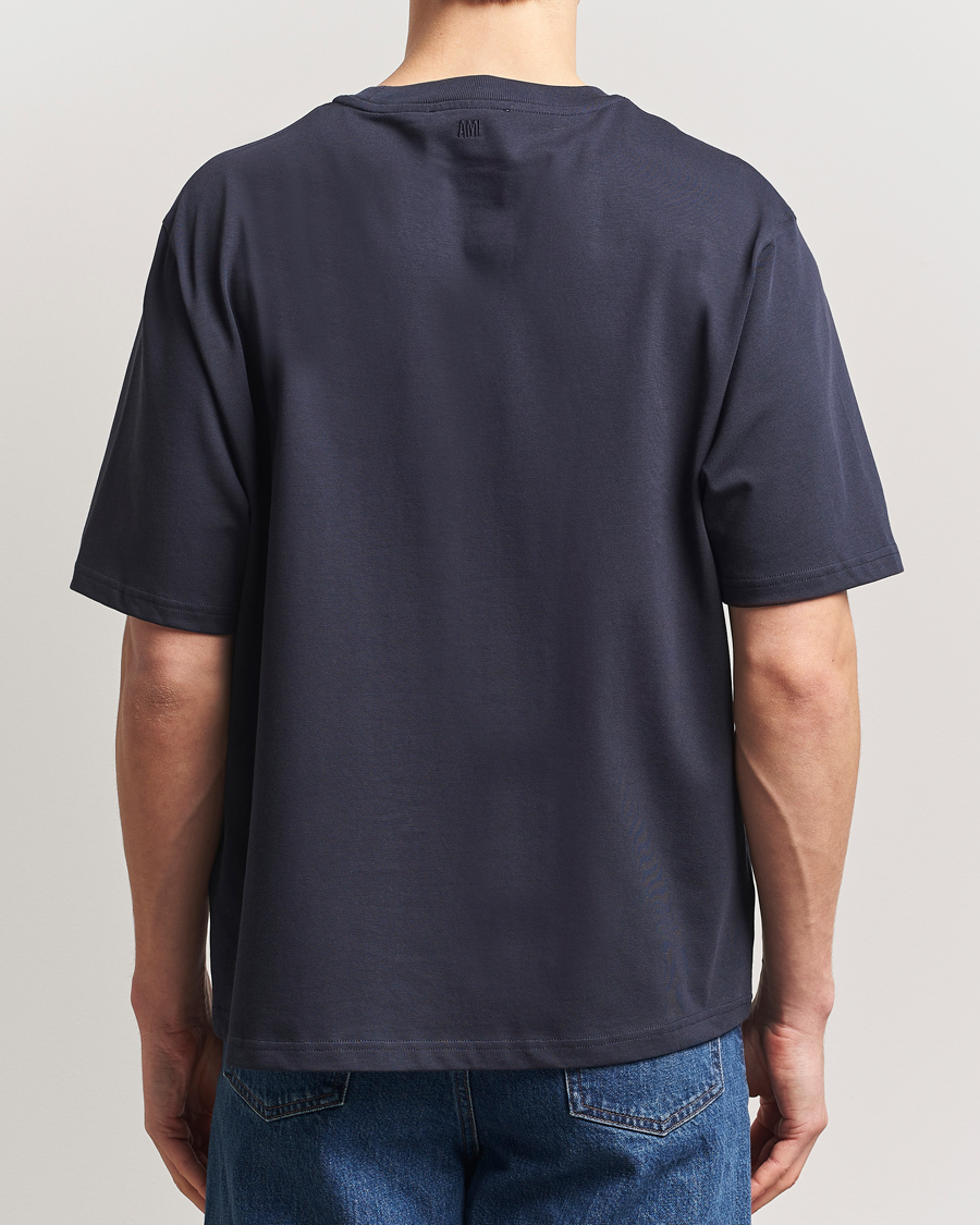 Herre | T-Shirts | AMI | Bouclé Heart T-Shirt Navy Blue