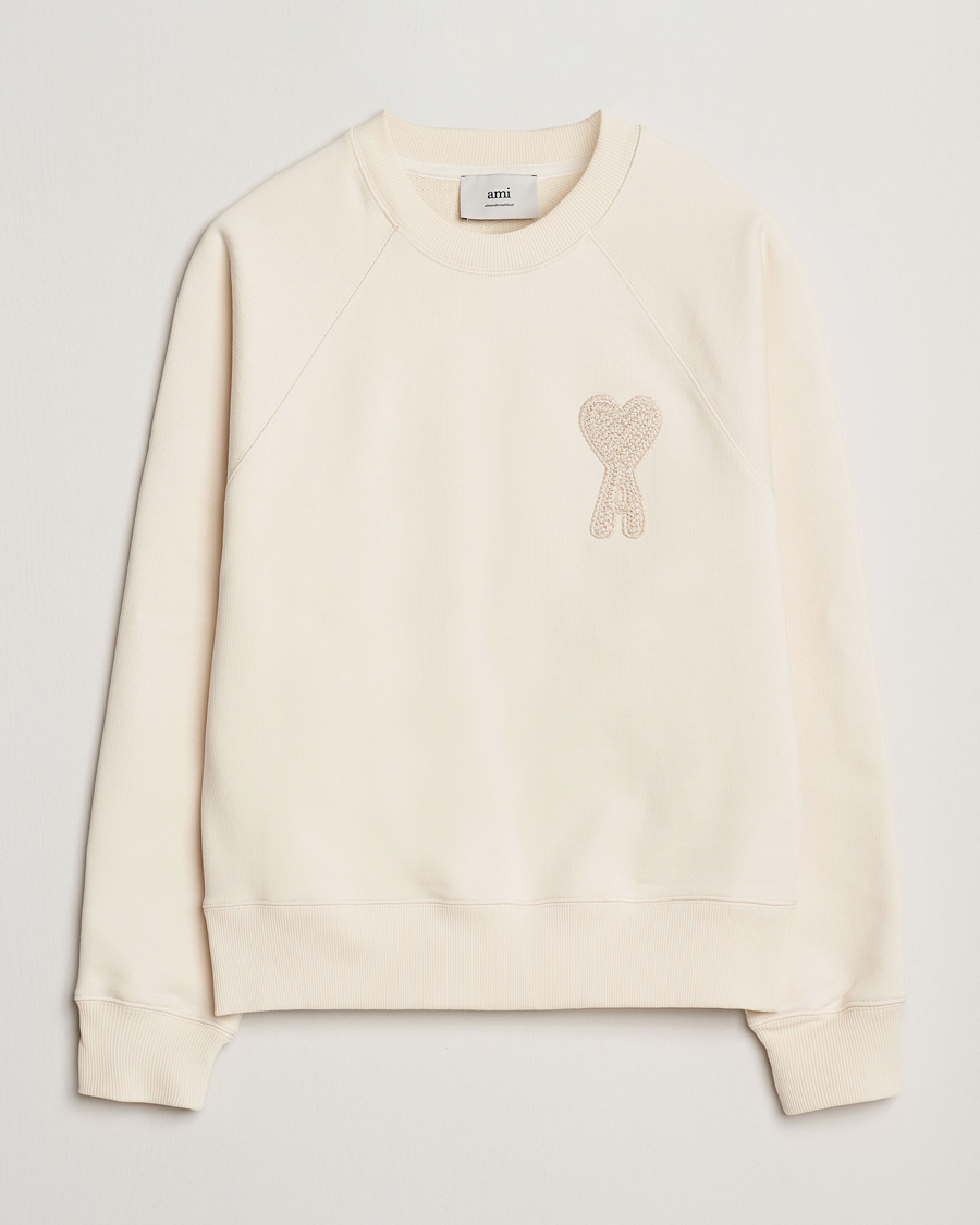 Herre | Gensere | AMI | Bouclé Heart Sweatshirt White Cream