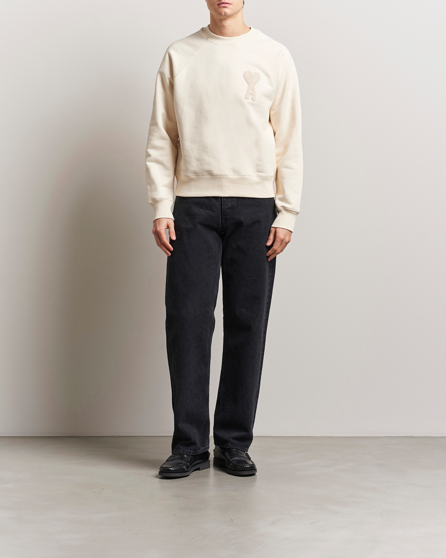 Herre | Gensere | AMI | Bouclé Heart Sweatshirt White Cream