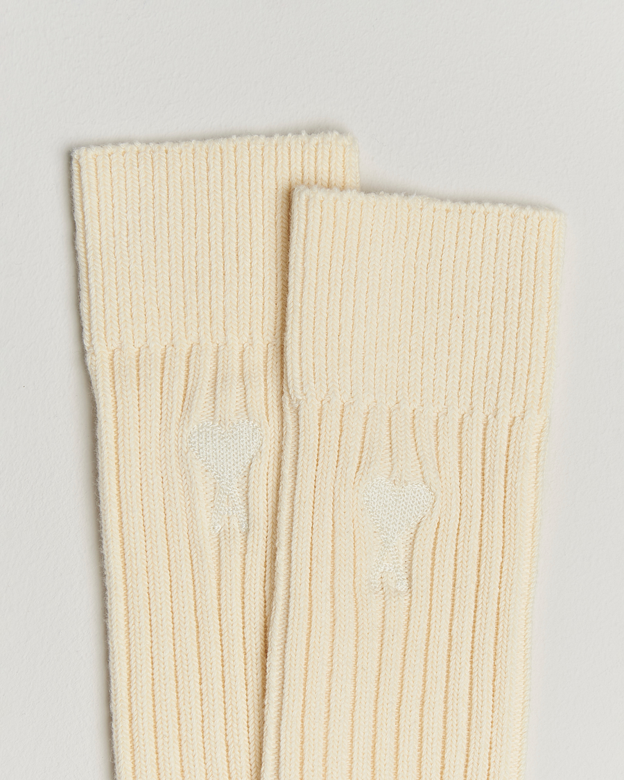 Herre | Undertøy | AMI | Logo Ribbed Sock Off White