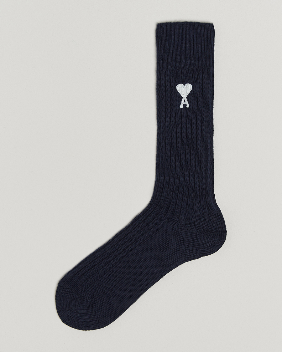 Herre | Undertøy | AMI | Logo Ribbed Sock Navy Blue