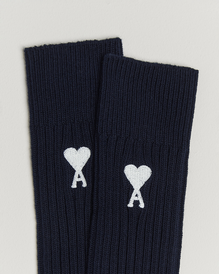 Herre | Undertøy | AMI | Logo Ribbed Sock Navy Blue