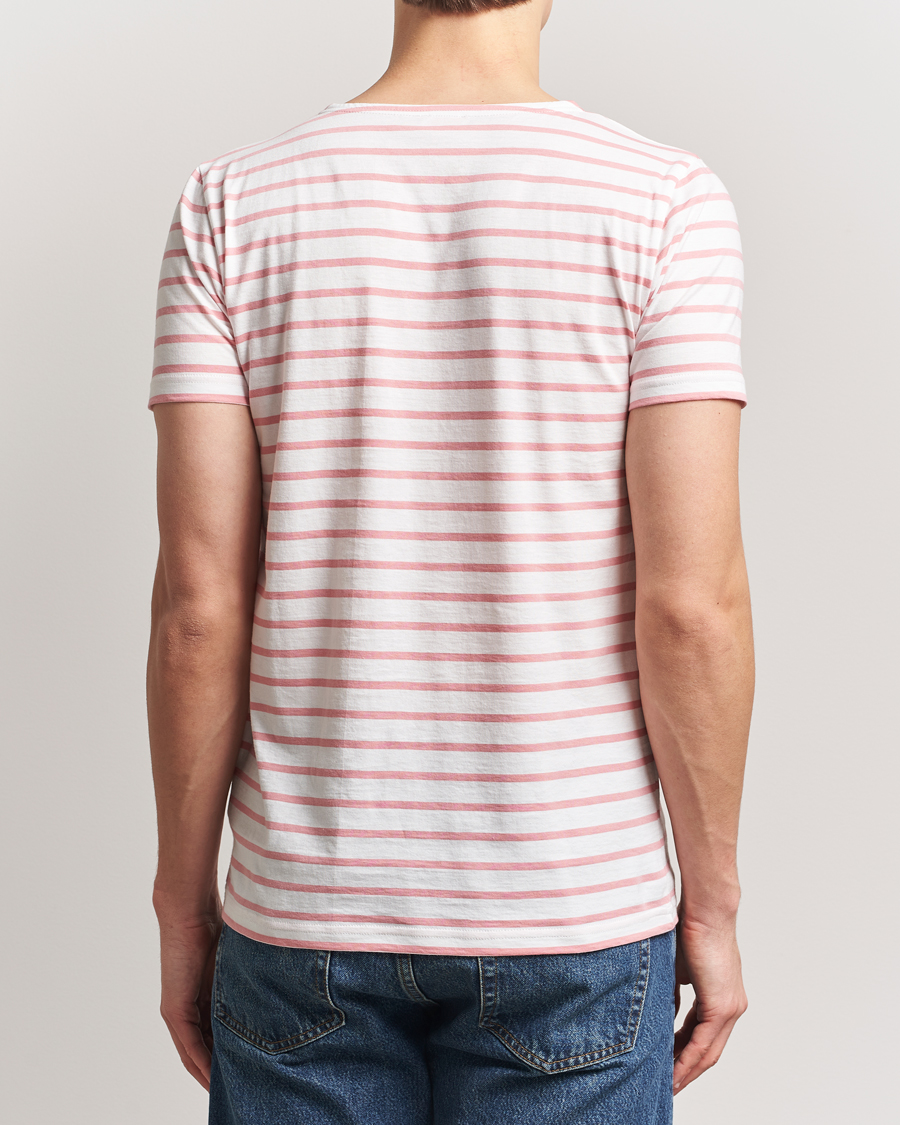Herre | T-Shirts | Armor-lux | Hoëdic Boatneck Héritage Stripe T-shirt Milk/Bubblegum