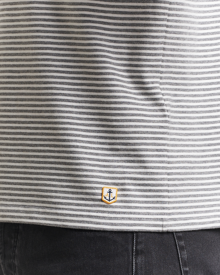 Herre | T-Shirts | Armor-lux | Callac Héritage Stripe T-Shirt Misty Grey/Milk