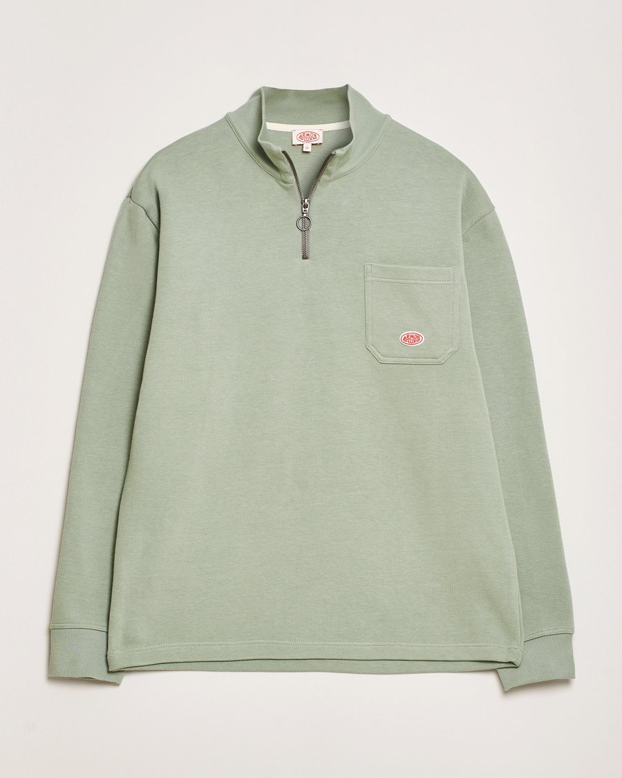Herre | Gensere | Armor-lux | Camionneur Cotton Half Zip Sweater Shadow Green